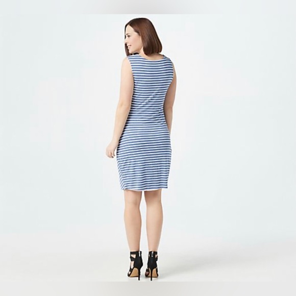 NWT Gibson Look Side Pleated Tank Dress Blue and White 3X - Picture 3 of 8